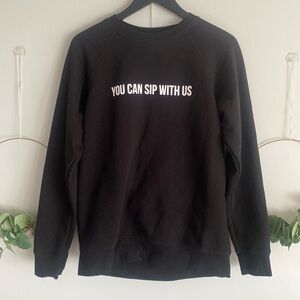 Brunette The Label black Sweatshirt You can Sip With Us sz small medium crewneck